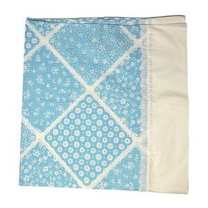 Vtg Wamsutta Ultracal Pillowcases King Blue Floral White Lace Cotton Made In USA